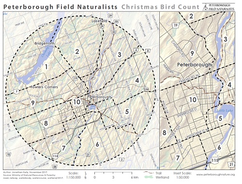 Peterborough Christmas Bird Count Map
